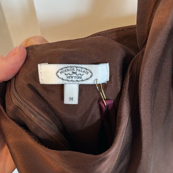 Mirror Palais Silk Satin Underwire Slip Mini Dress Medium Chocolate Brown - Picture 13 of 14